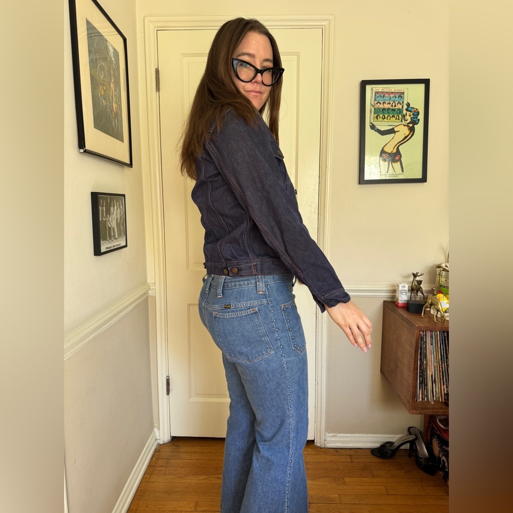 70s Vintage Kmart Dark Wash Cropped Denim Jacket - Picture 2 of 7